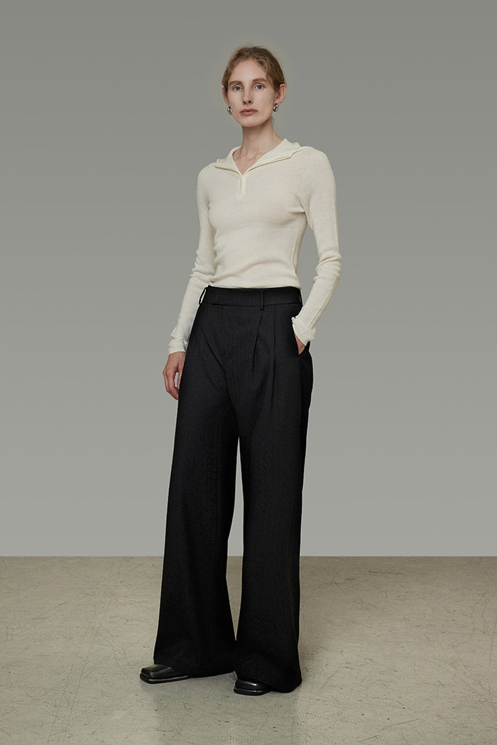 Sculpted High-Waist Wide-Leg Trousers