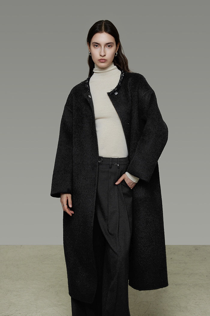 Refined Wool Blend Full-Length Coat