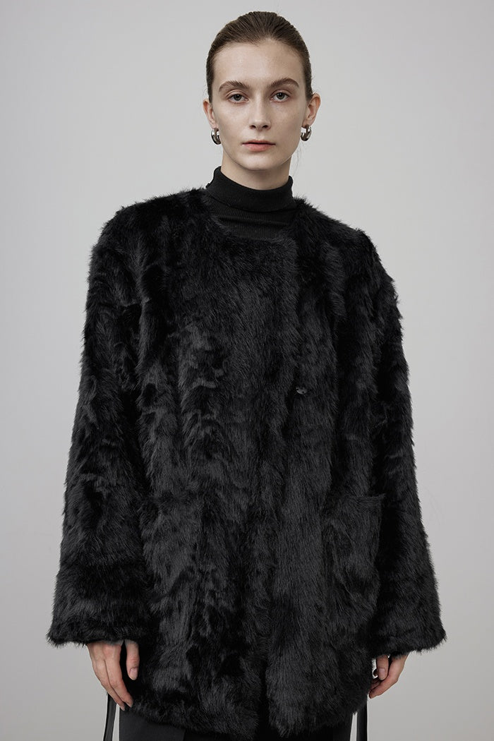 Silent Luxury Shearling Mid-Coat