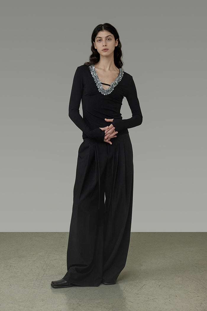 Sculpted Wide-Leg Trousers