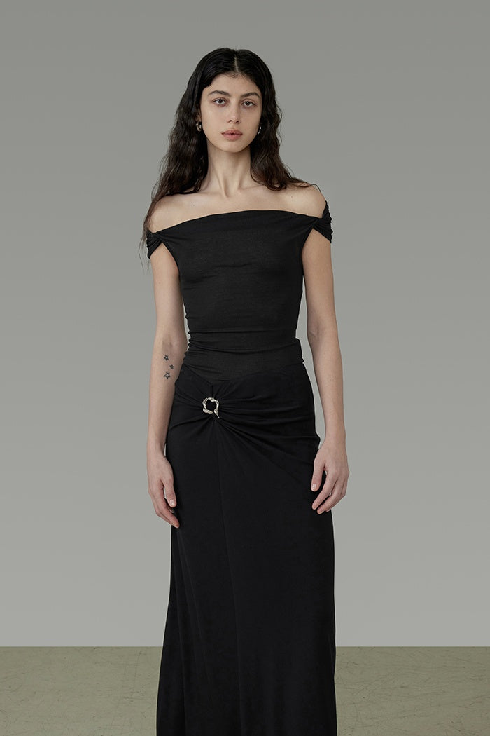 Sculpted Twist Midi Skirt