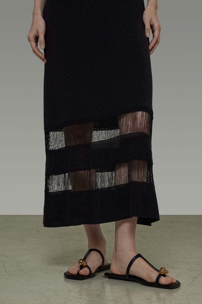 Minimalist Sculpted Neck Maxi Dress