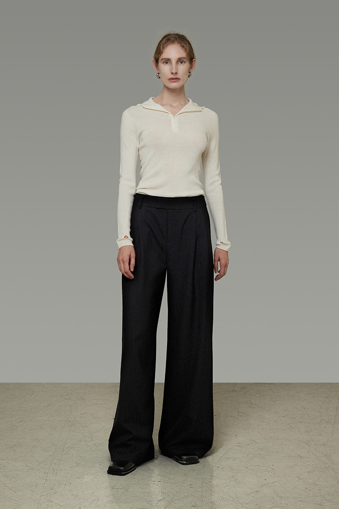 Sculpted High-Waist Wide-Leg Trousers