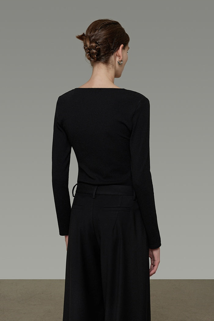 Elegance Knit: Sculpted Lace V-Neck Top