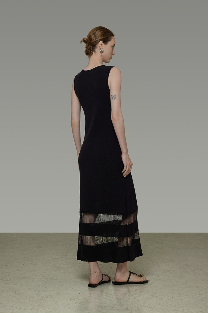 Minimalist Sculpted Neck Maxi Dress