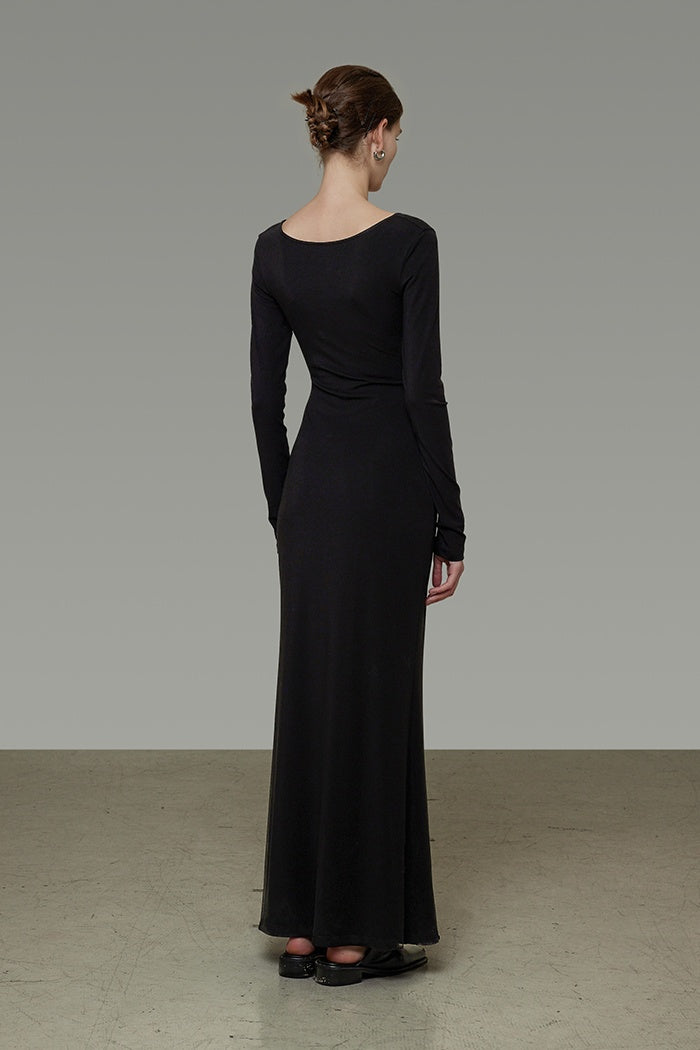 Sculpted Elegance U-Neck Maxi Dress