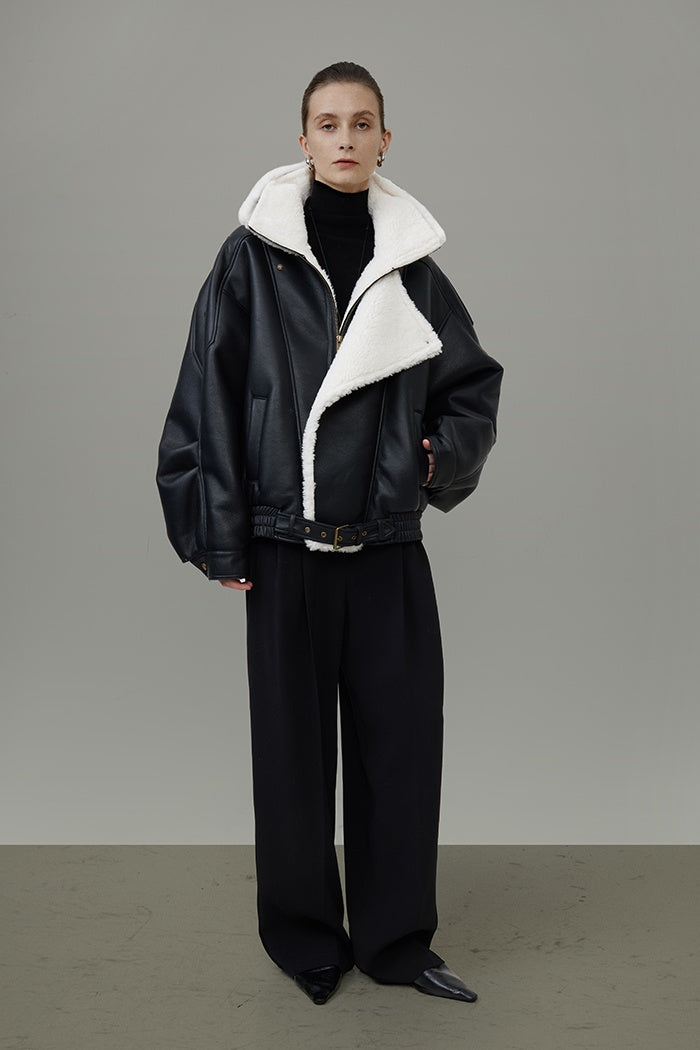 Urban Luxe Shearling Aviator Jacket