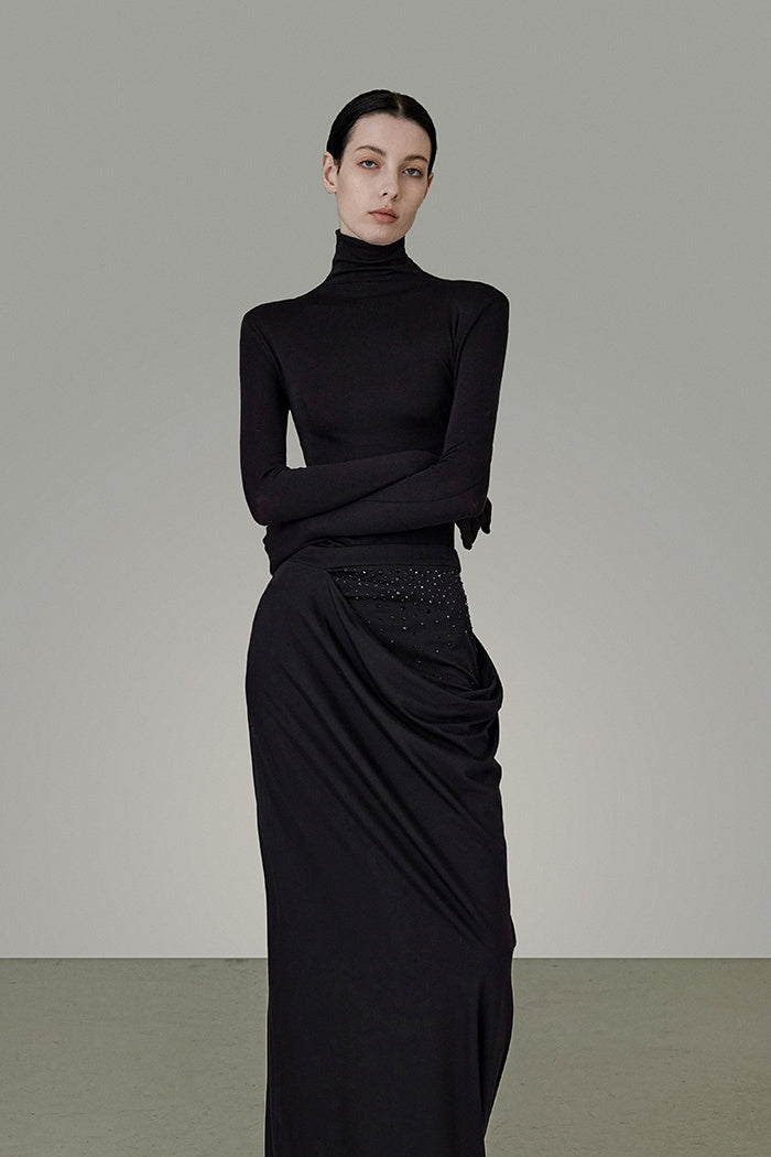 Elegant Gradient Rhinestone Maxi Skirt