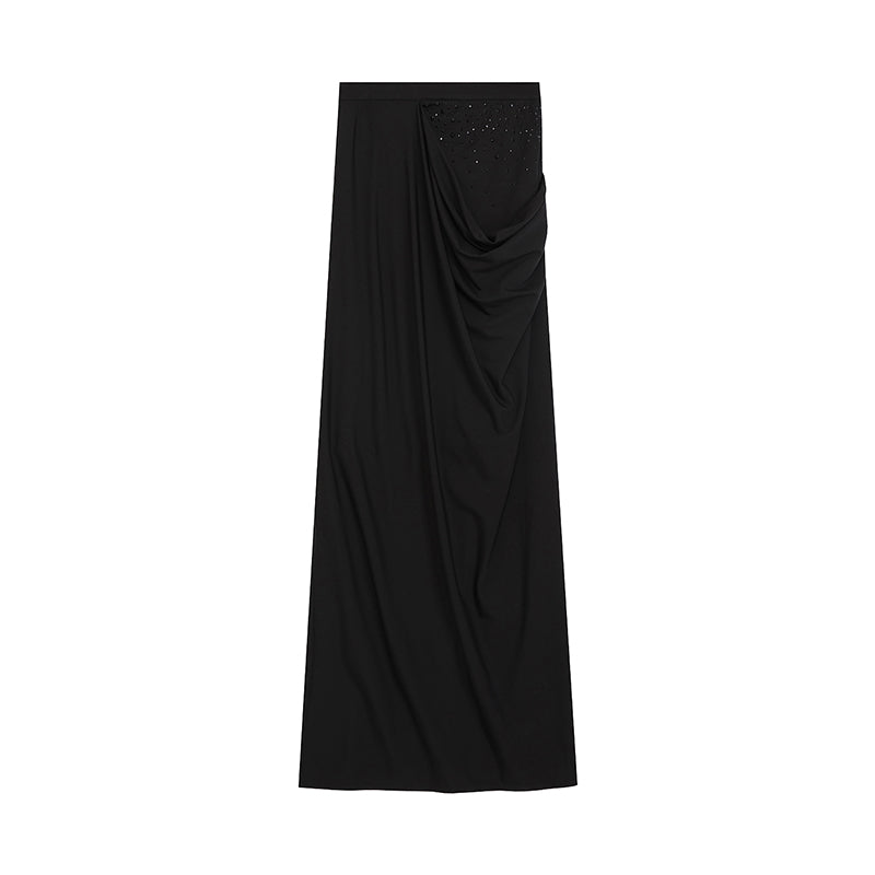 Elegant Gradient Rhinestone Maxi Skirt