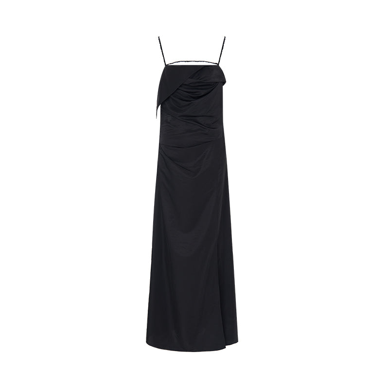 Unspoken Chic Black Slip Maxi Dress