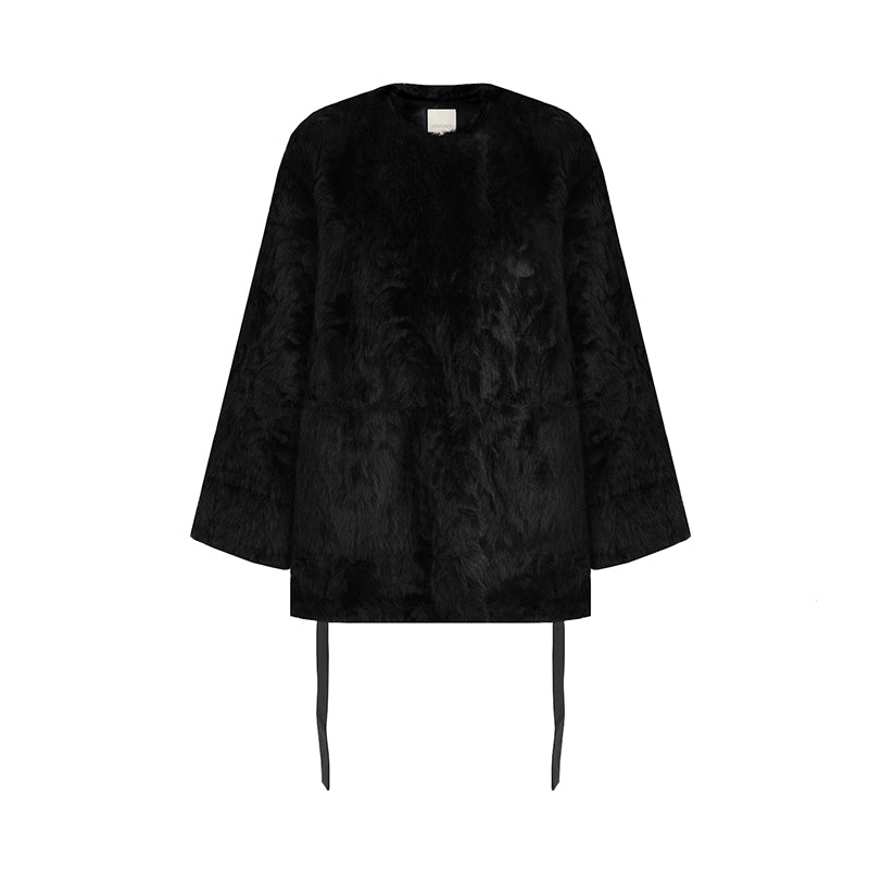 Silent Luxury Shearling Mid-Coat