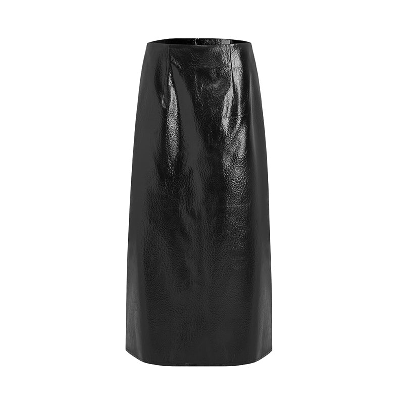 Edge-Luxe High-Waist Midi Skirt