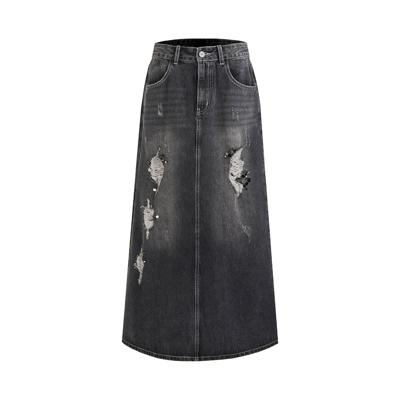 Worn-In Cool A-Line Midi Skirt