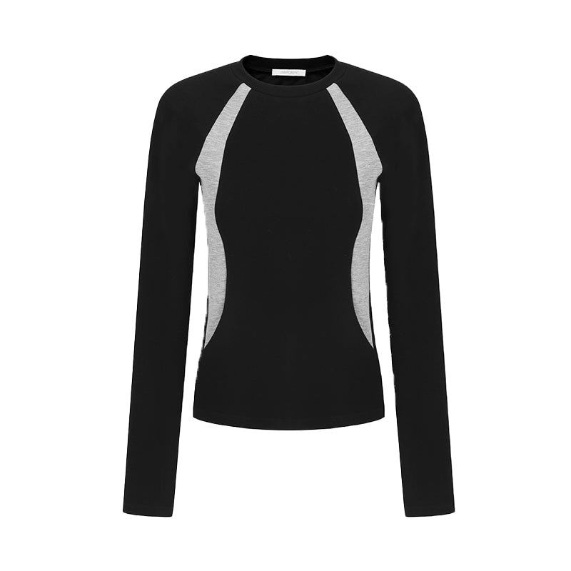 Sleek Contrast Knit Essential Top