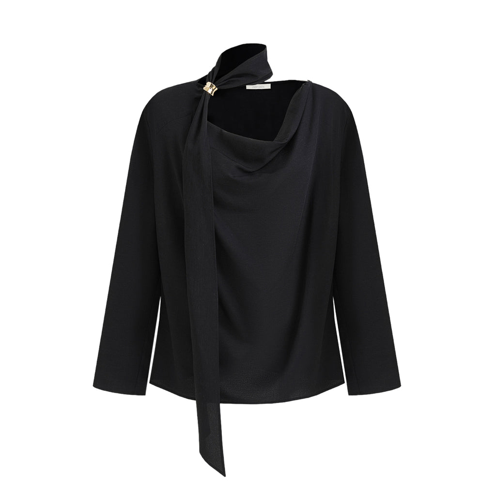 Sculpted Drape Collar Blouse