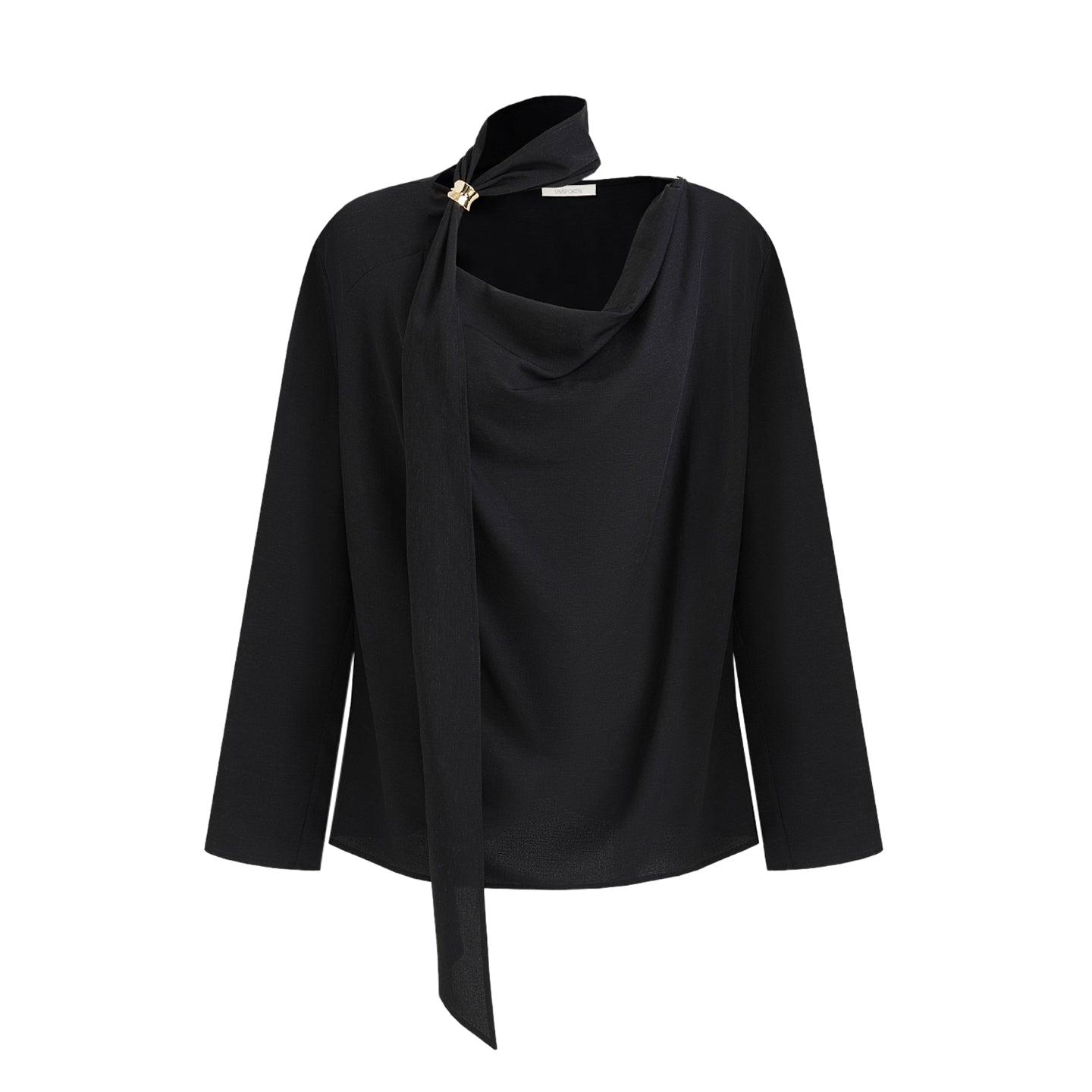 Sculpted Drape Collar Blouse