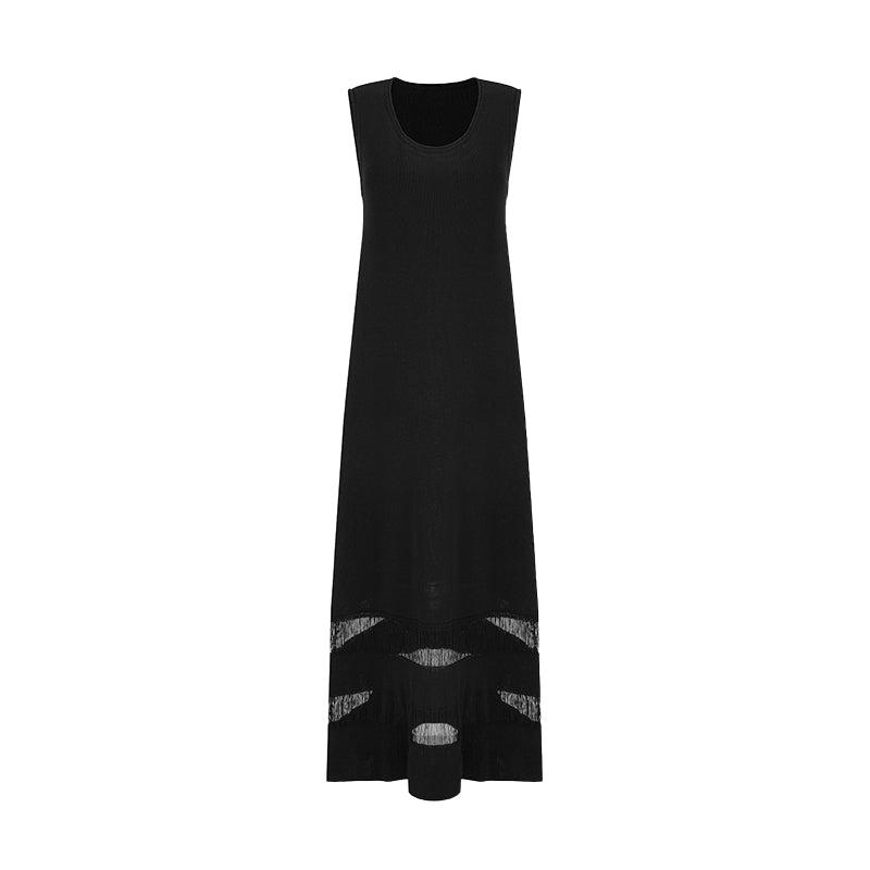 Minimalist Sculpted Neck Maxi Dress