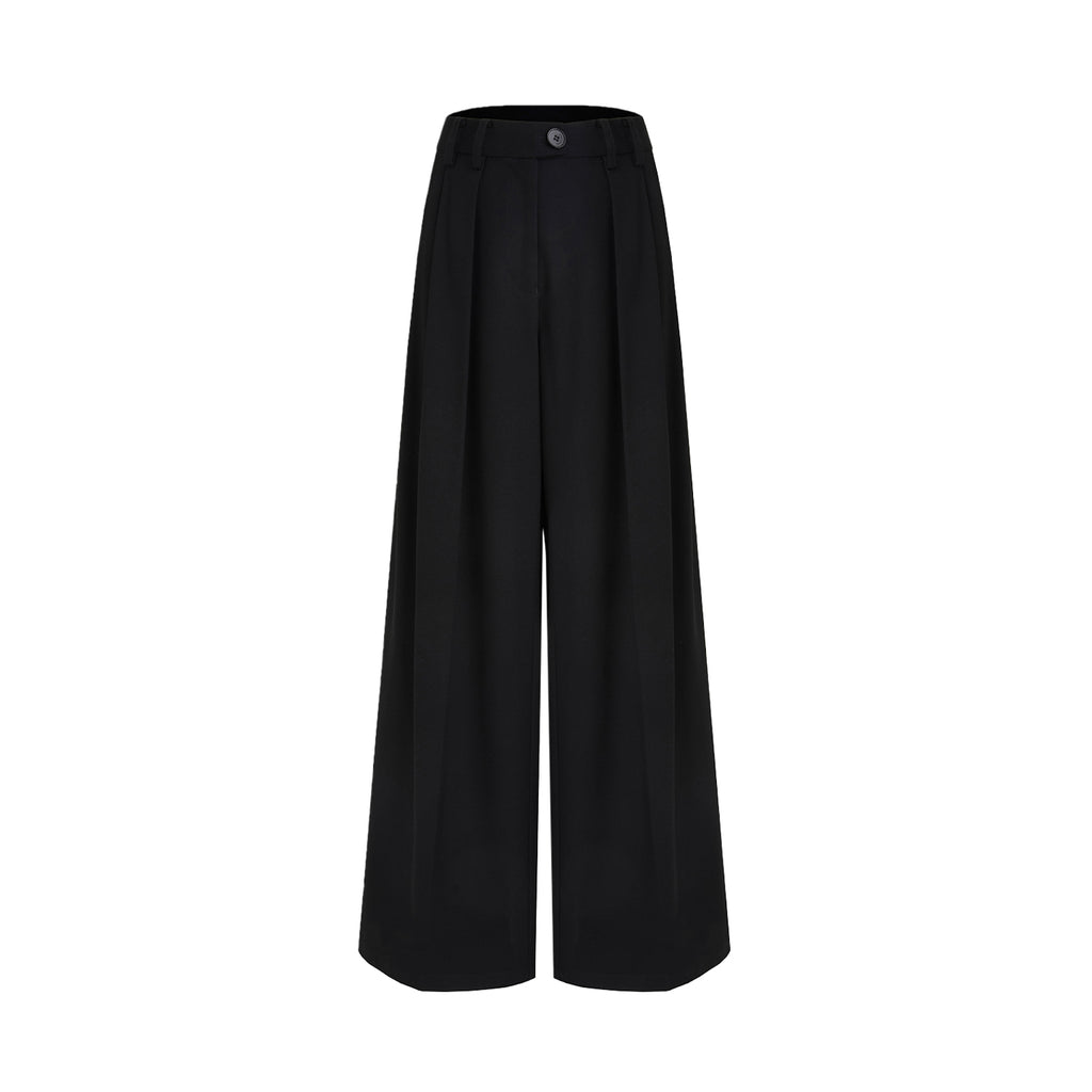 Classic Pleated High-Waist Wide Leg Trousers