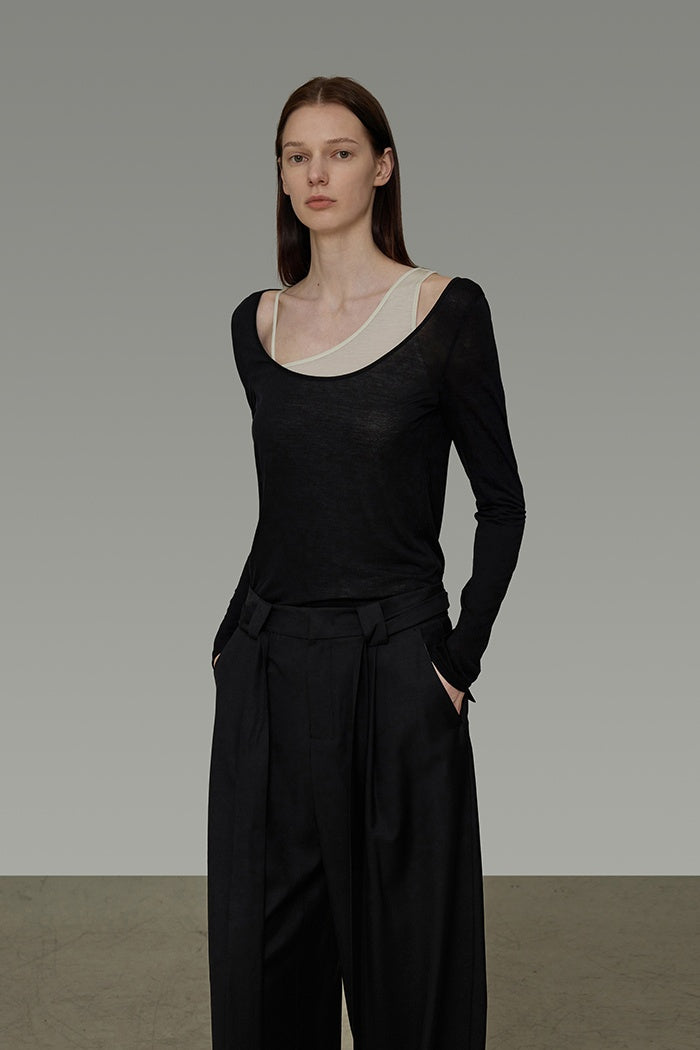 Chic Asymmetrical Color-Block Knit Set