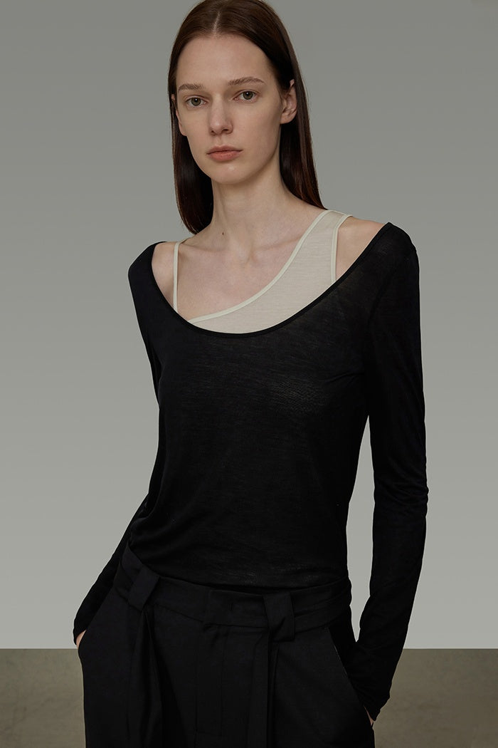 Chic Asymmetrical Color-Block Knit Set