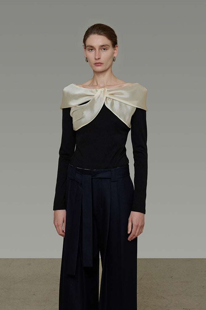 Elegant Contrast Knit Top