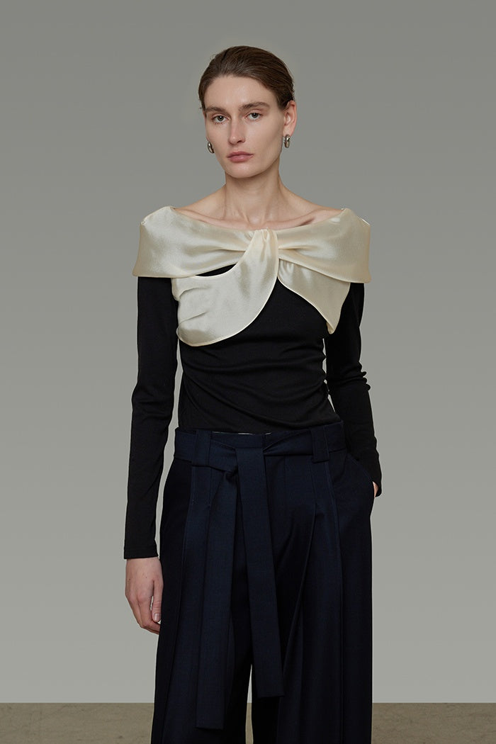 Elegant Contrast Knit Top