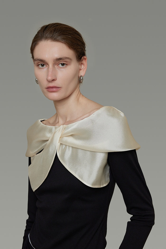 Elegant Satin-Trim Knit Top