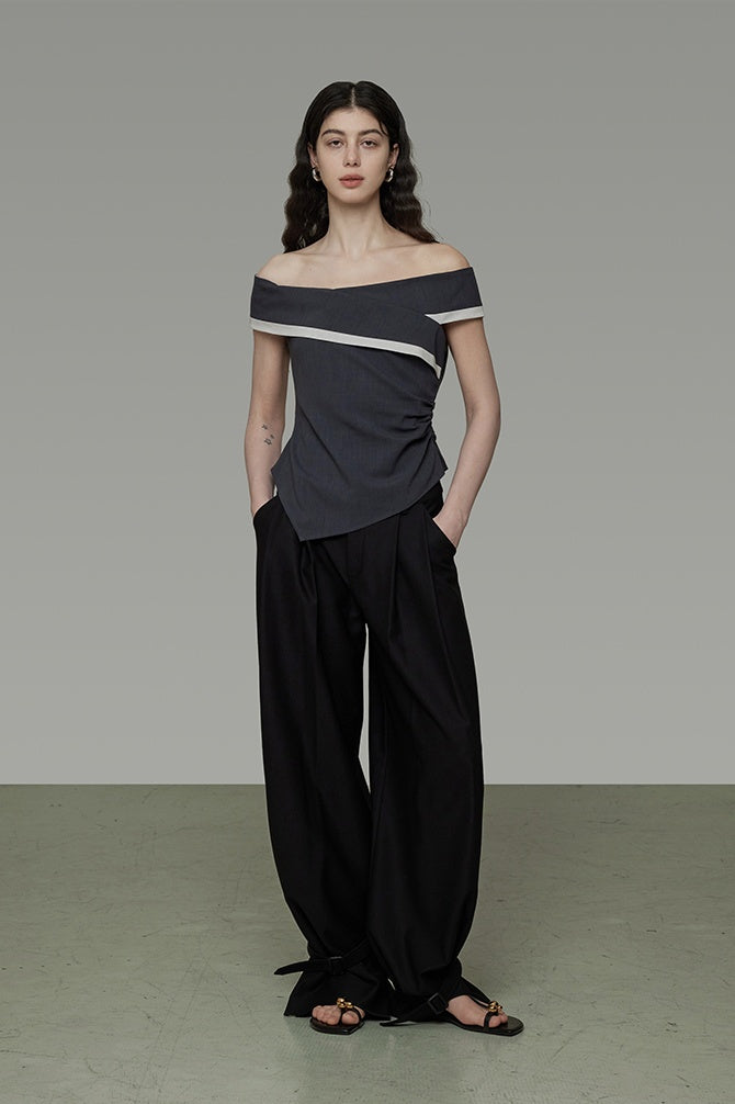 Chic Contrast Off-Shoulder Top