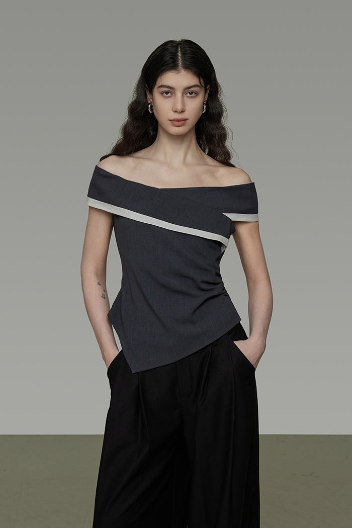 Chic Contrast Off-Shoulder Top