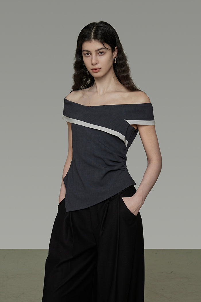 Chic Contrast Off-Shoulder Top