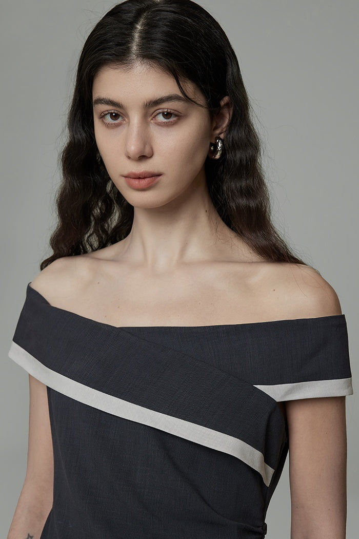 Chic Contrast Off-Shoulder Top