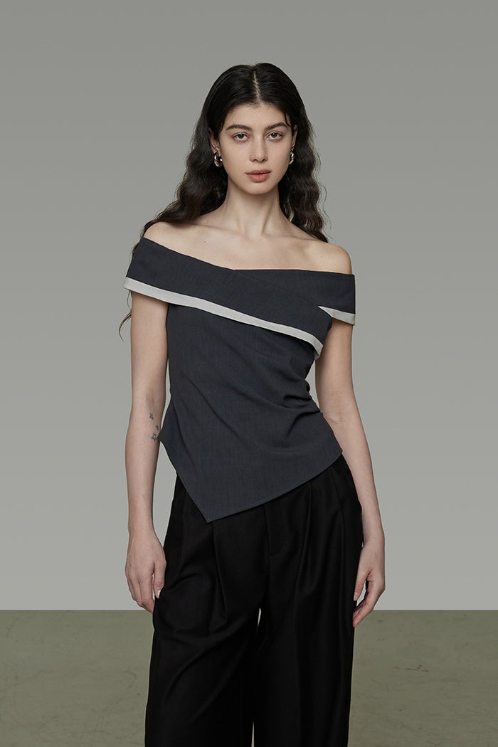 Chic Contrast Off-Shoulder Top