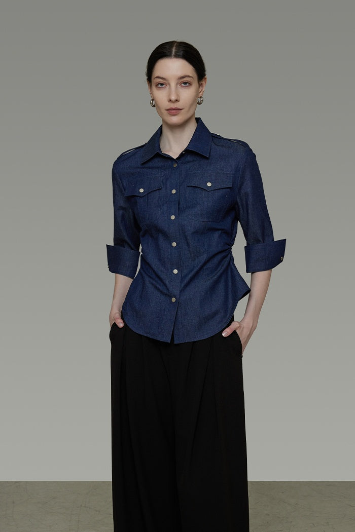 Polished Sculpting Belted Blouse