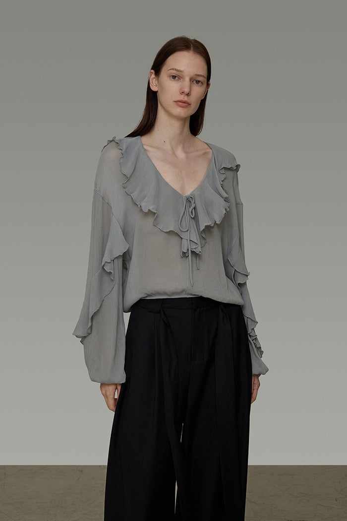 Artful Drape V-Neck Blouse