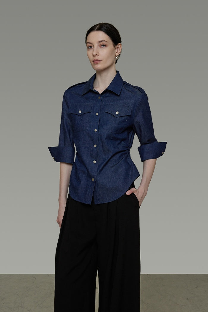 Polished Sculpting Belted Blouse