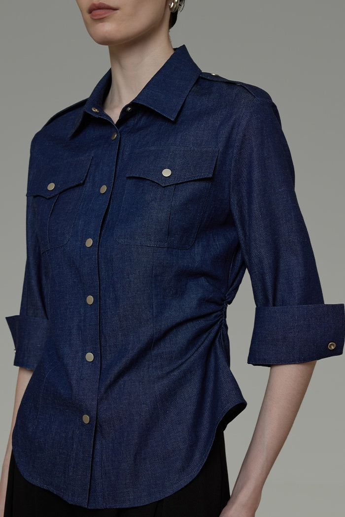 Polished Sculpting Belted Blouse