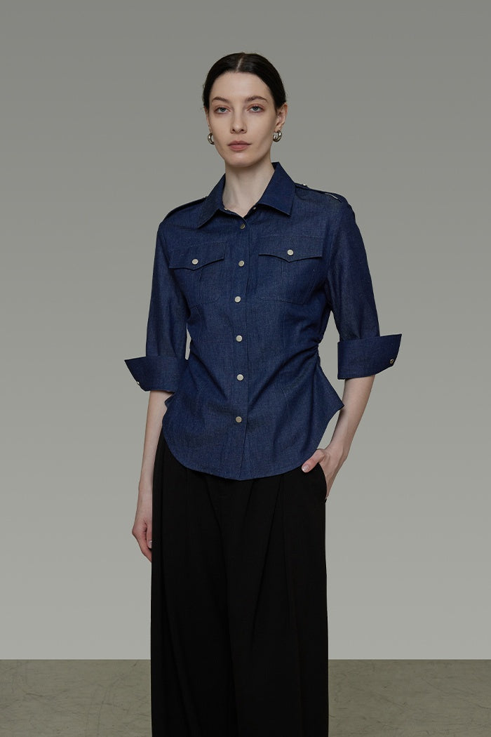 Polished Sculpting Belted Blouse