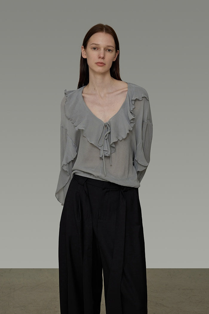 Artful Drape V-Neck Blouse