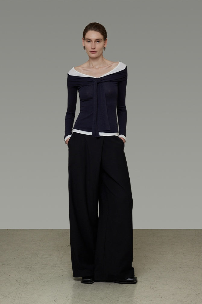 Chic Contrast Off-Shoulder Knit Top