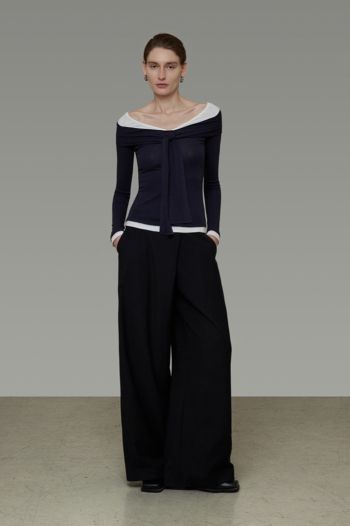 Chic Contrast Off-Shoulder Knit Top