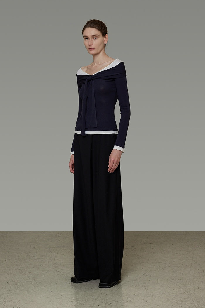 Chic Contrast Off-Shoulder Knit Top