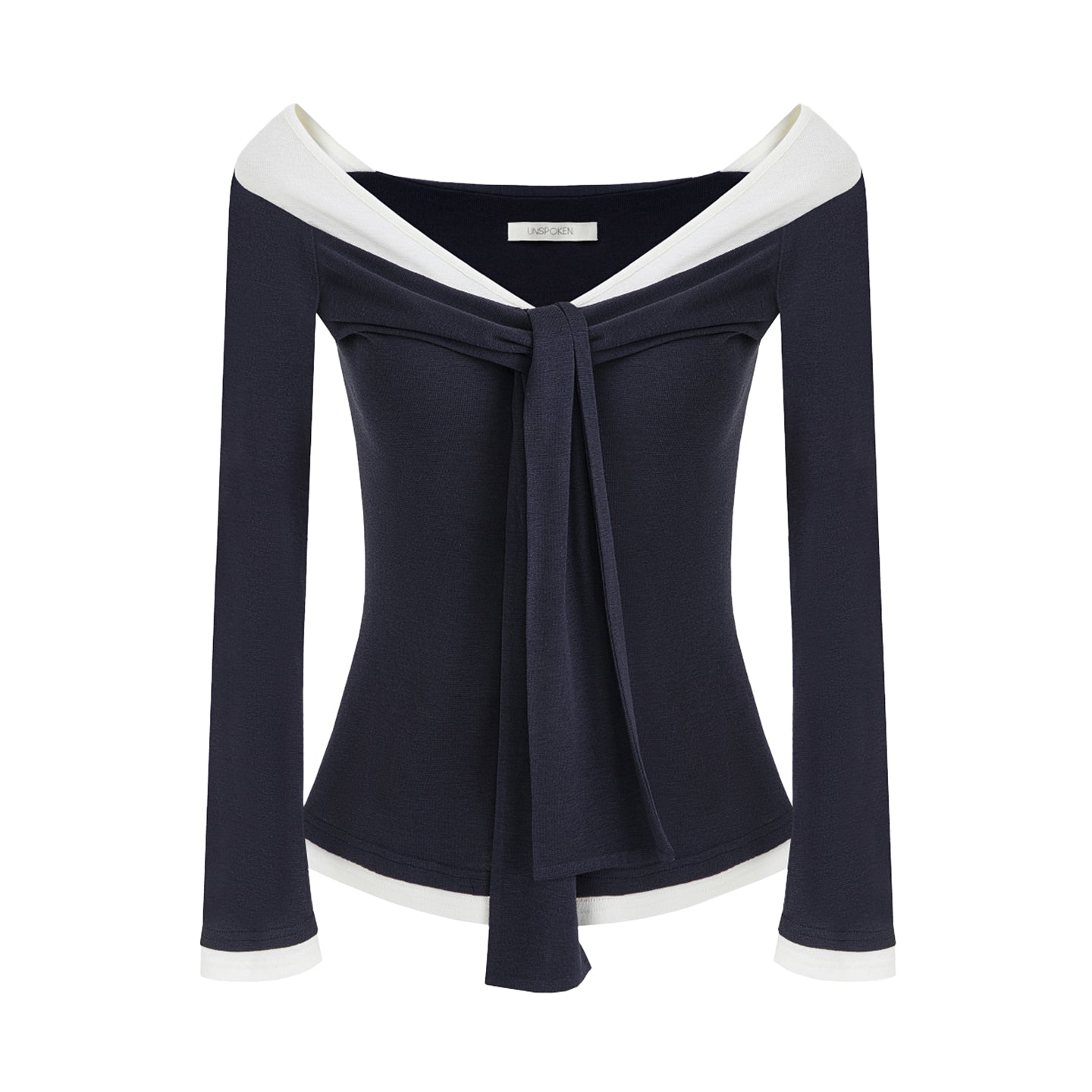 Chic Contrast Off-Shoulder Knit Top