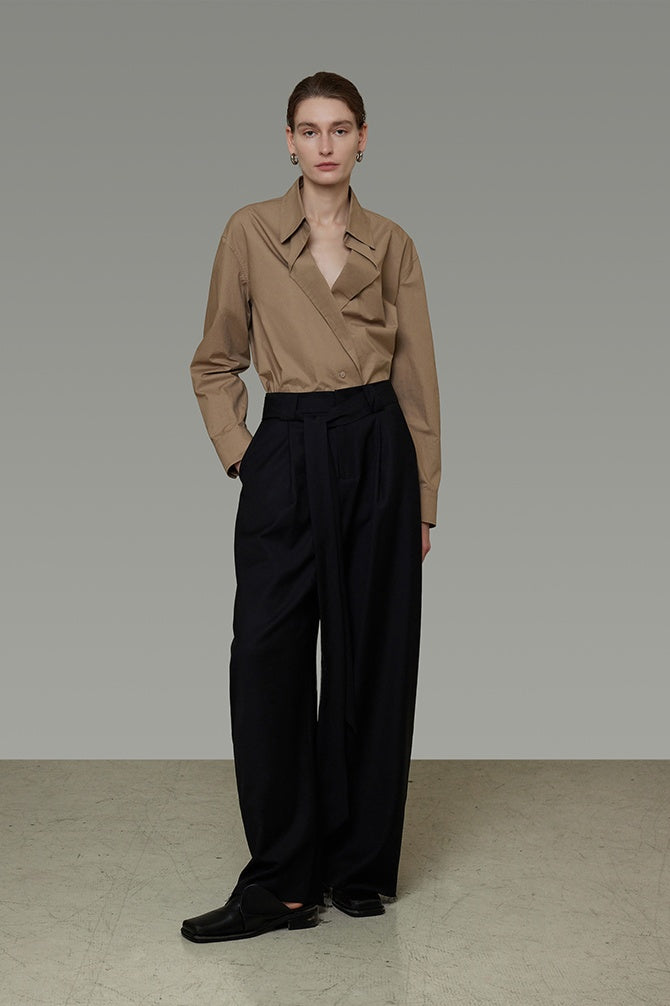 Unspoken V-Neck Pleated Blouse