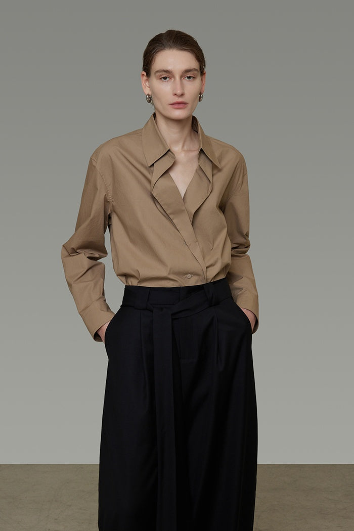 Unspoken V-Neck Pleated Blouse