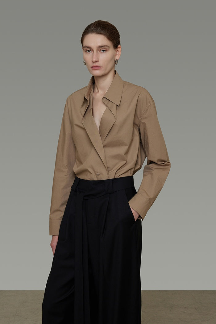 Unspoken V-Neck Pleated Blouse