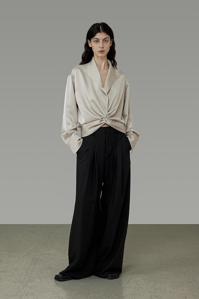 Chic Parisian V-Neck Twist Blouse