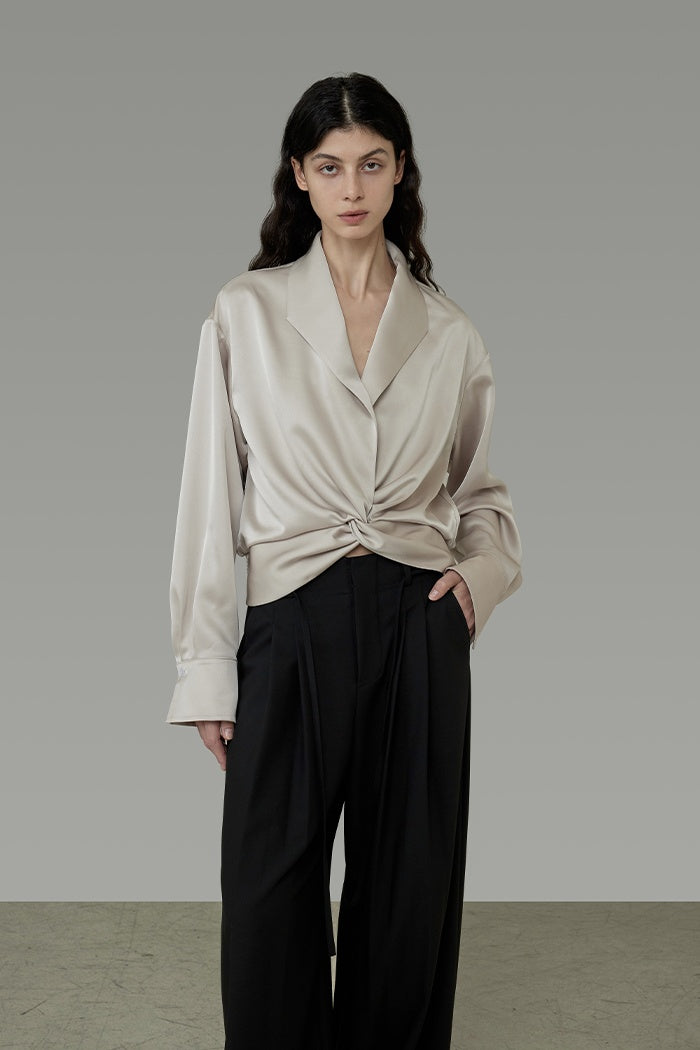 Chic Parisian V-Neck Twist Blouse