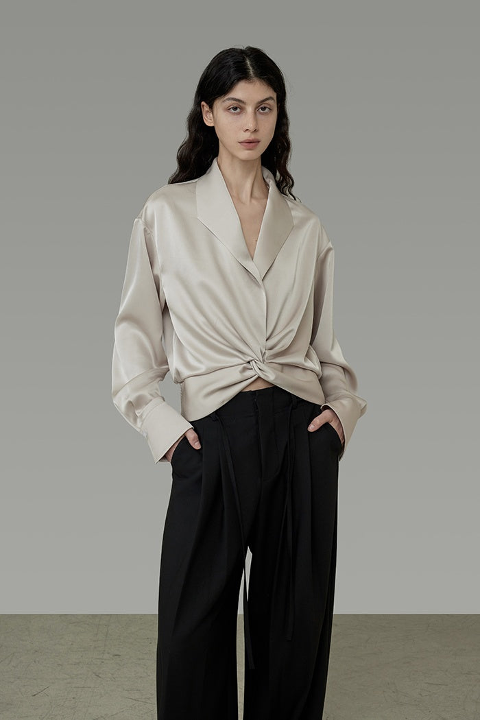 Chic Parisian V-Neck Twist Blouse