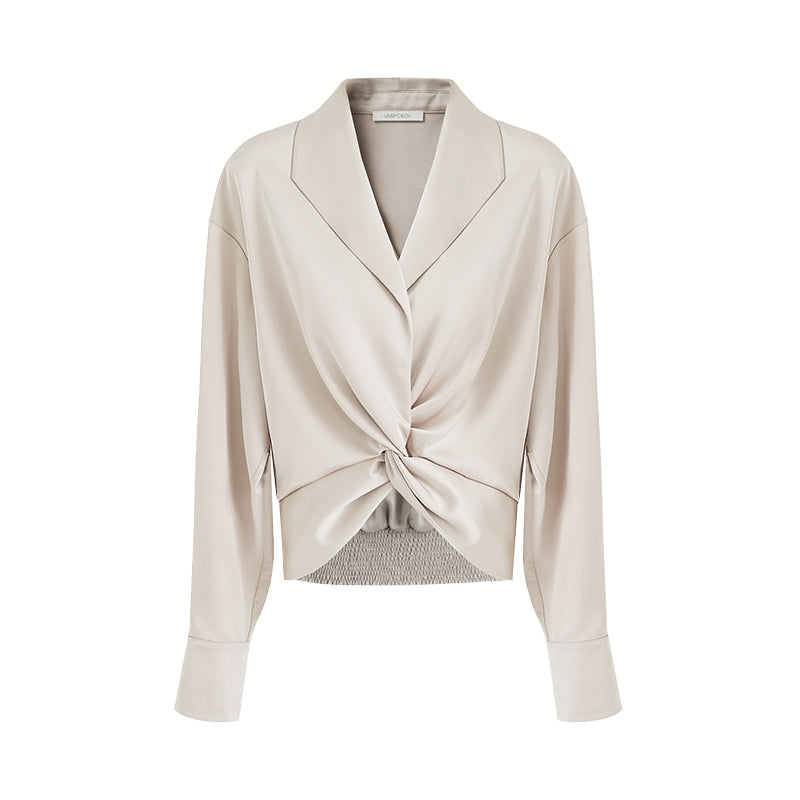 Chic Parisian V-Neck Twist Blouse