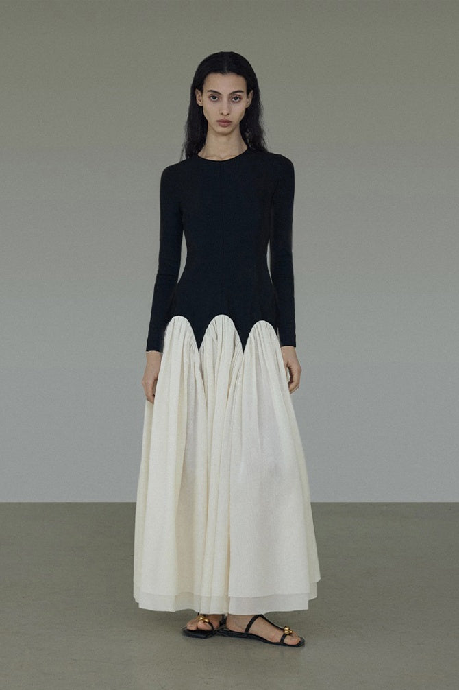 Sculptural Colorblock Midi Dress